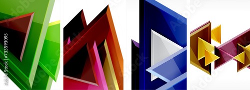 Triangle composition poster background set for wallpaper  business card  cover  poster  banner  brochure  header  website