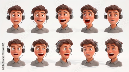 Different Emotions Faces of Customer Care