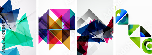 Triangle poster set for wallpaper  business card  cover  poster  banner  brochure  header  website