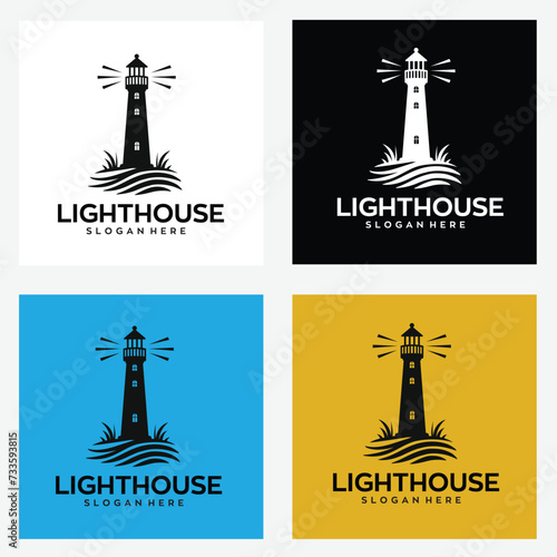 lighthouse logo design with editable vector file