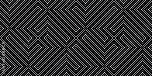 Abstract geometric pattern with stripes, lines. Seamless vector background. White and black ornament. Simple lattice graphic design.