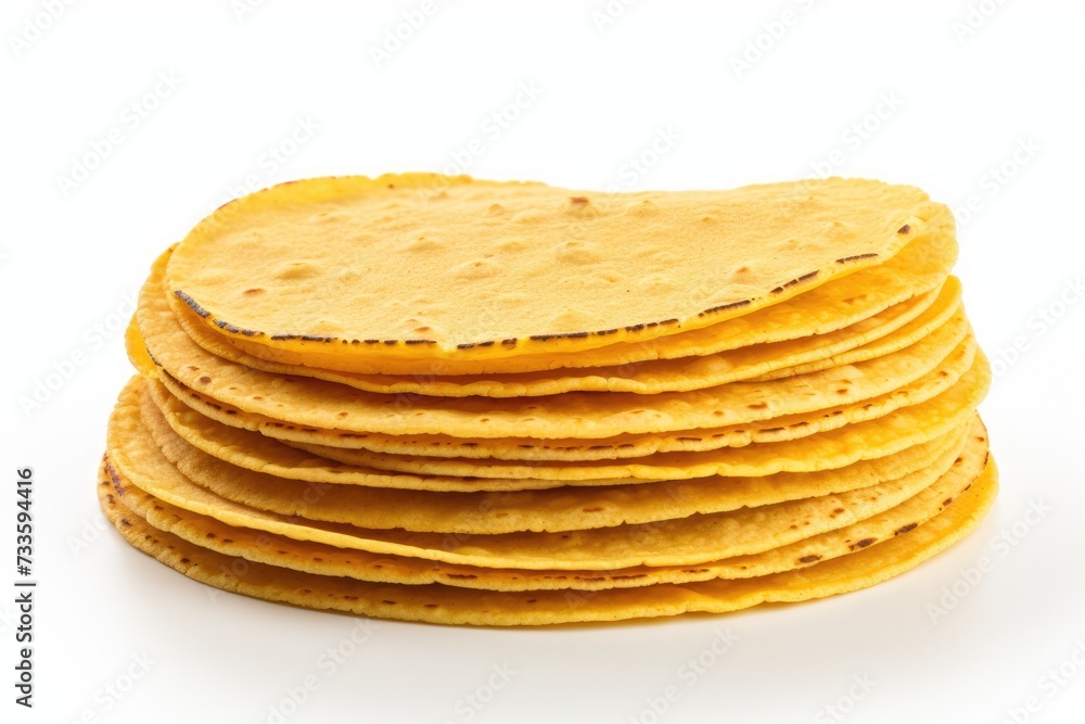 Stock of delicious corn tortillas isolated on white Background, delicious corn tortillas, Ai generated Stock of delicious corn tortillas isolated on white Background, delicious corn tortillas, Ai generated
