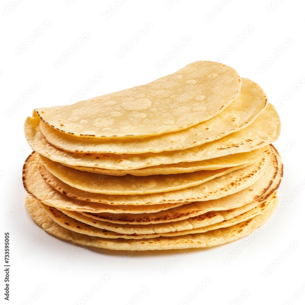 Stock of delicious corn tortillas isolated on white Background, delicious corn tortillas, Ai generated Stock of delicious corn tortillas isolated on white Background, delicious corn tortillas, Ai generated