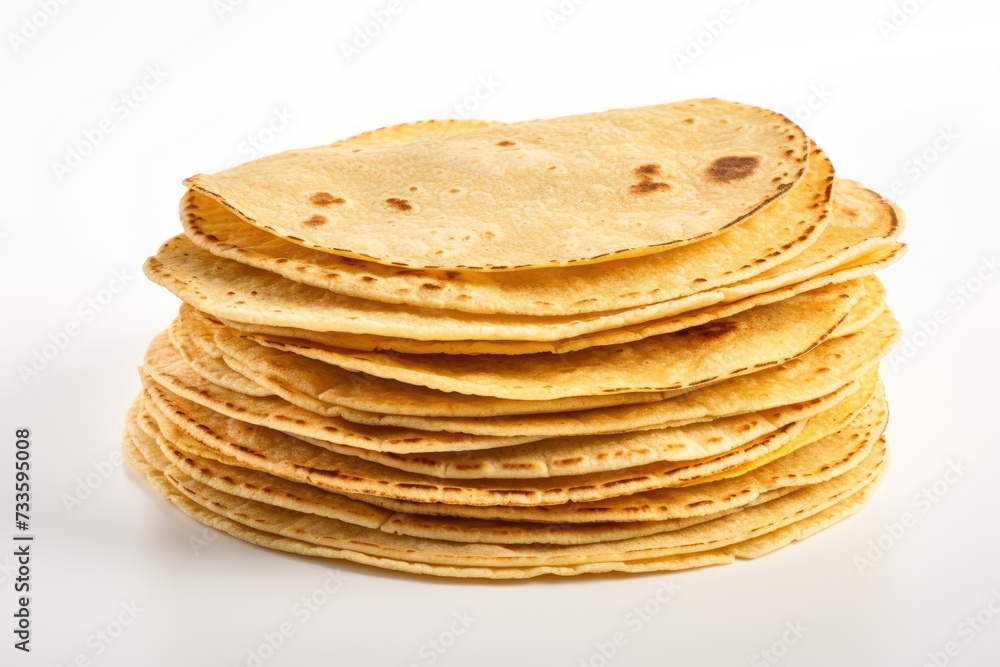 Stock of delicious corn tortillas isolated on white Background, delicious corn tortillas, Ai generated Stock of delicious corn tortillas isolated on white Background, delicious corn tortillas, Ai generated