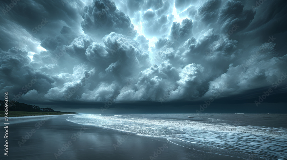 Coast - beach - weather system moving in - storm - clouds  - obrazy, fototapety, plakaty 