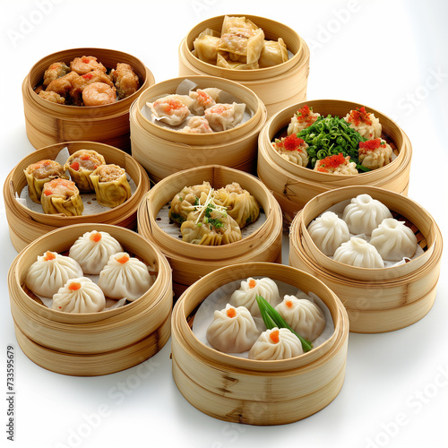Dimsum chinese food isolated on white