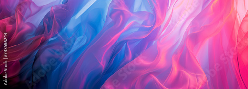 Vibrant abstract silk textures in pink and blue.