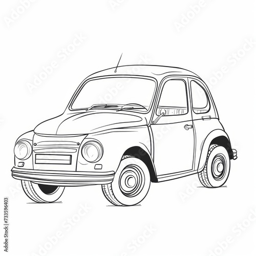 Car  Passenger car  transport. A black and white coloring book. coloring pages for children. 