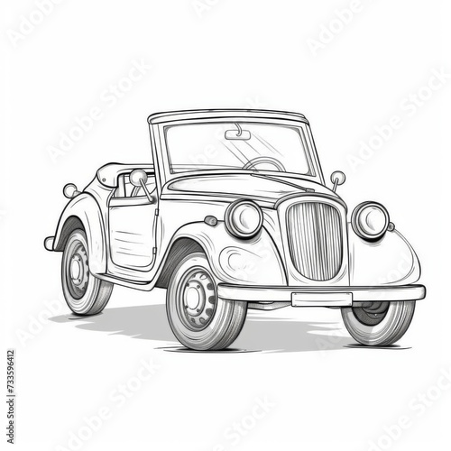 Car, Passenger car, transport. A black and white coloring book. coloring pages for children.  © EvaMur