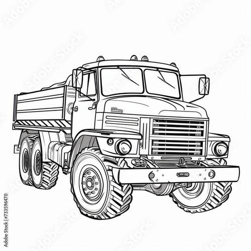 Car, truck, transport. A black and white coloring book. coloring pages for children.