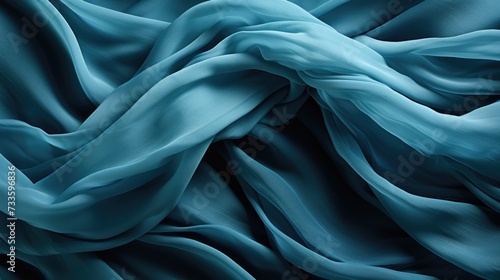Ocean blue satin fabric texture with dynamic ripples.