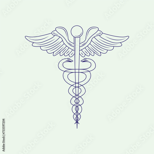 caduceus medical symbol on white background