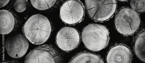 Vintage Black and White: Old and Cut Logs Create a Stunning Visual