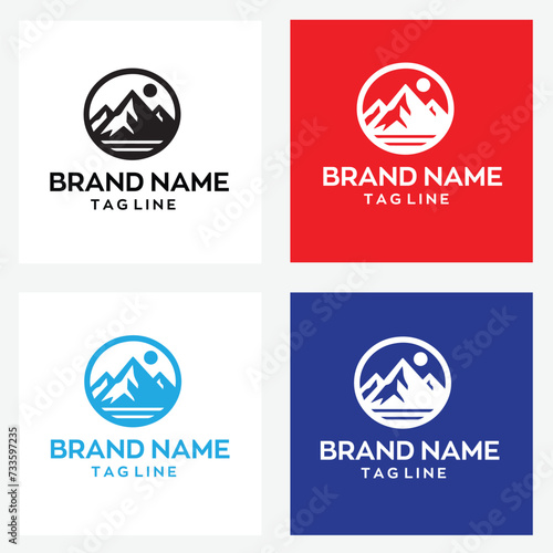 mountain logo design with editable vector file