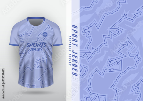 Jersey design, outdoor sports, jersey, football, futsal, running, racing, exercise, pulse pattern, pastel blue.