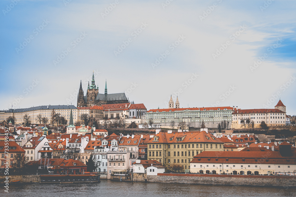 Czech Republic, Prague Castle and cityscape.