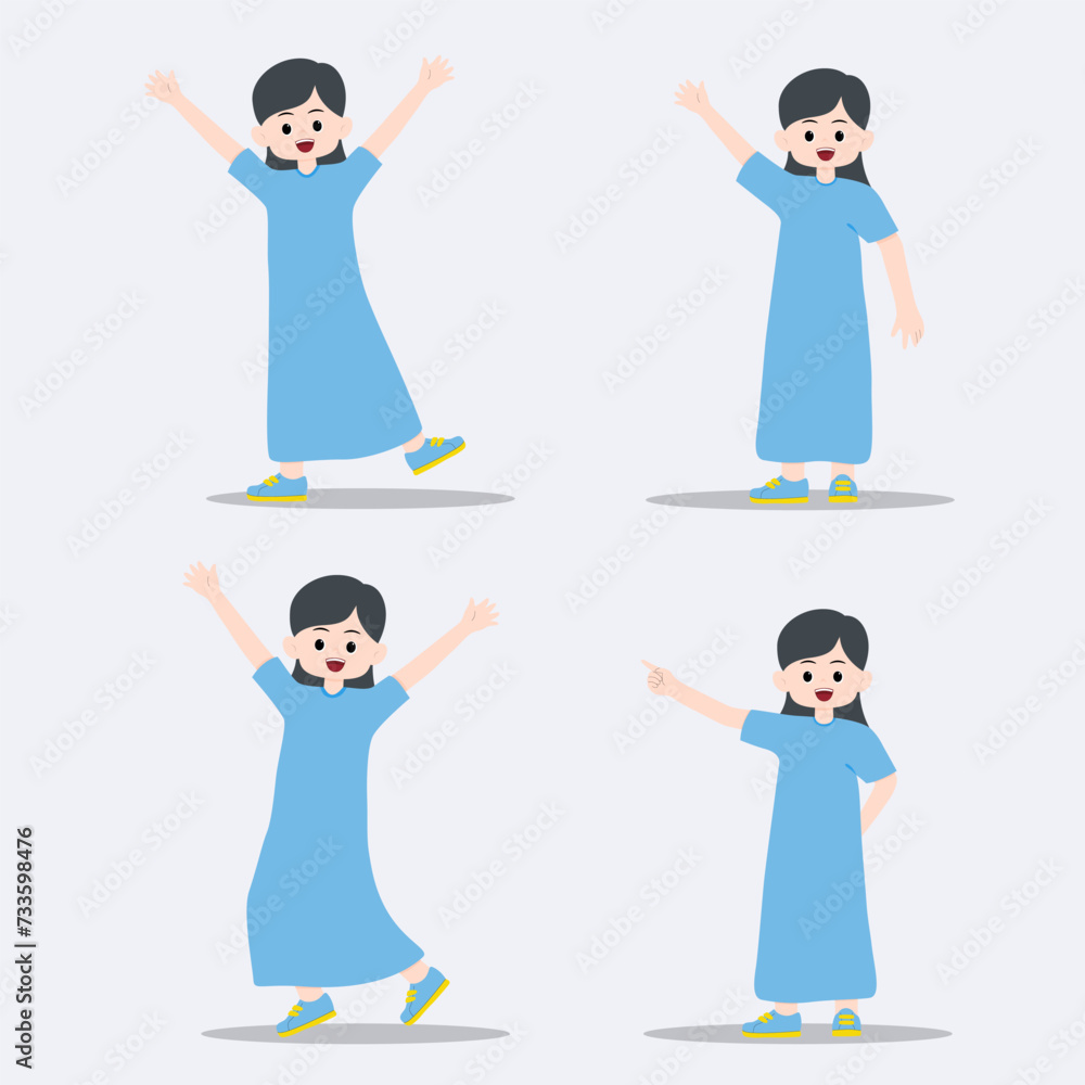 cute girl saying hello and pointing.suitable for promotion cute girl saying hello and pointing.suitable for promotion