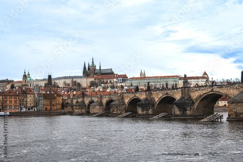 Czech Republic, Prague Castle and Charles Bridge.