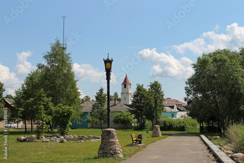 Central park in the city of Sebezh. Pskov region, Russia.