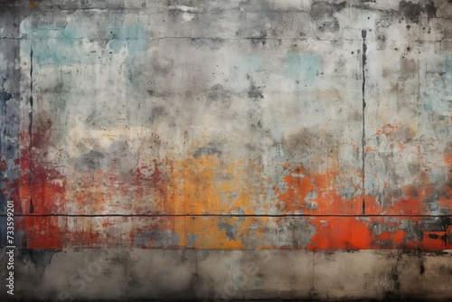 Abstract Grunge Wall with a Vivid Splash of Yellow and Red Paint