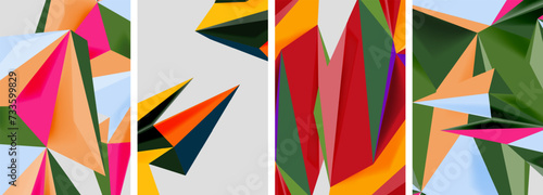 Set of mosaic triangle pattern abstract posters. Vector illustration For Wallpaper  Banner  Background  Card  Book Illustration  landing page