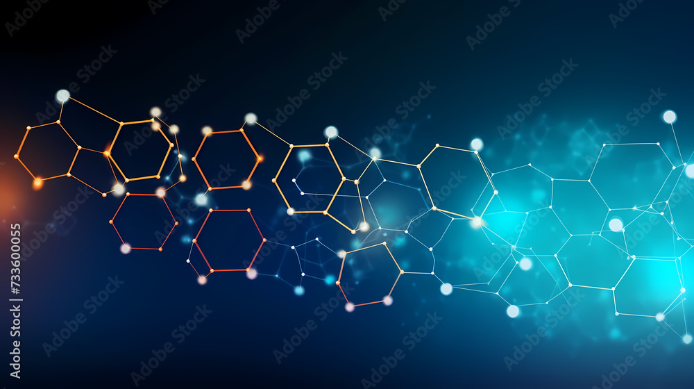 Digital technology hexagon cyber security concept, blue technology background Digital technology hexagon cyber security concept, blue technology background
