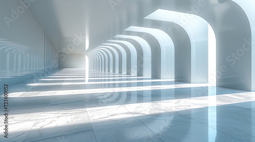 Blue corridor with columns. Created with Ai