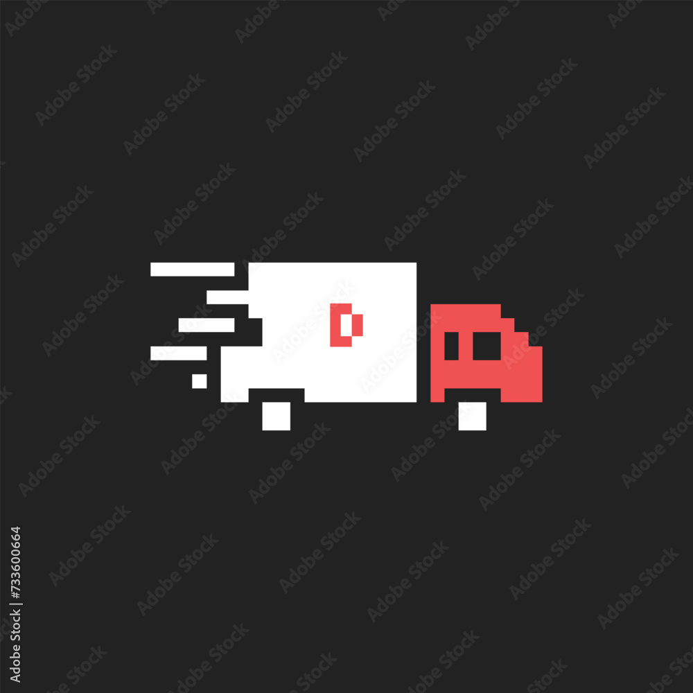 this delivery icon in pixel art with simple color and black background ,this item good for presentations, stickers, icons, t shirt design,game asset,logo and your project. this delivery icon in pixel art with simple color and black background ,this item good for presentations, stickers, icons, t shirt design,game asset,logo and your project.