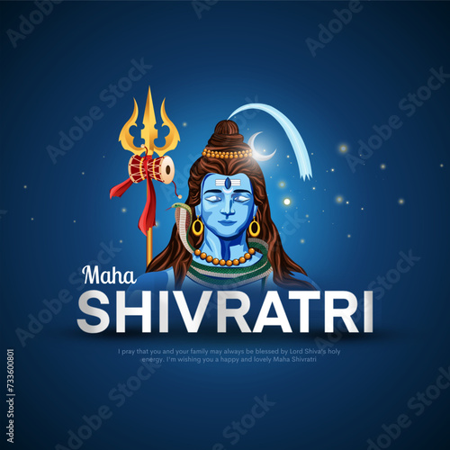 Happy maha Shivratri, a Hindu festival celebrated of lord shiva night. Abstract vector illustration design.
