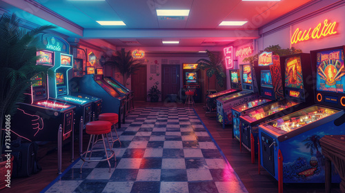 Classic Game Room in Retro Arcade Style