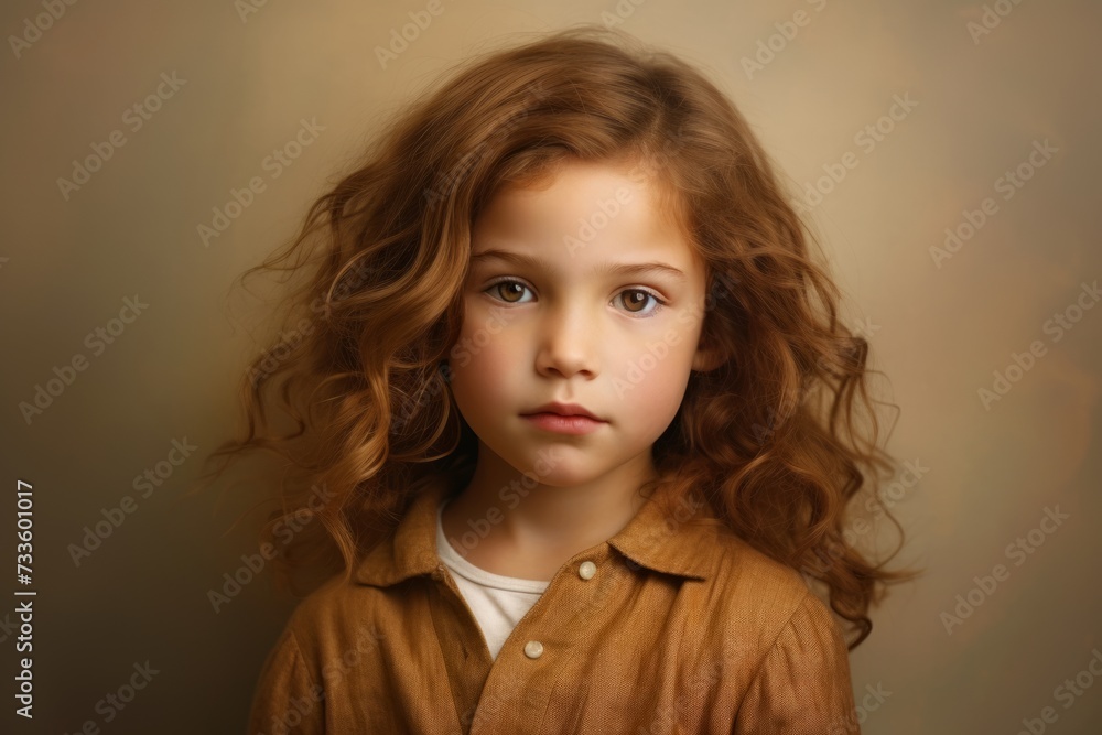 Portrait of a beautiful little girl with long curly hair. Studio shot. Portrait of a beautiful little girl with long curly hair. Studio shot.