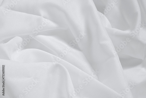 Soft focus white smooth ripple linen fabric on detail texture background