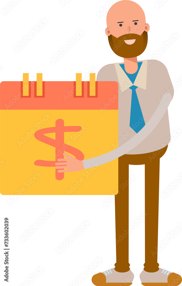 Bald Businessman Character and Payment Date Calendar
Bald Businessman Character and Payment Date Calendar