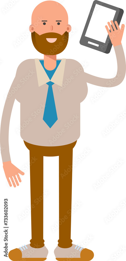 Bald Businessman Character Talking on Smartphone
Bald Businessman Character Talking on Smartphone