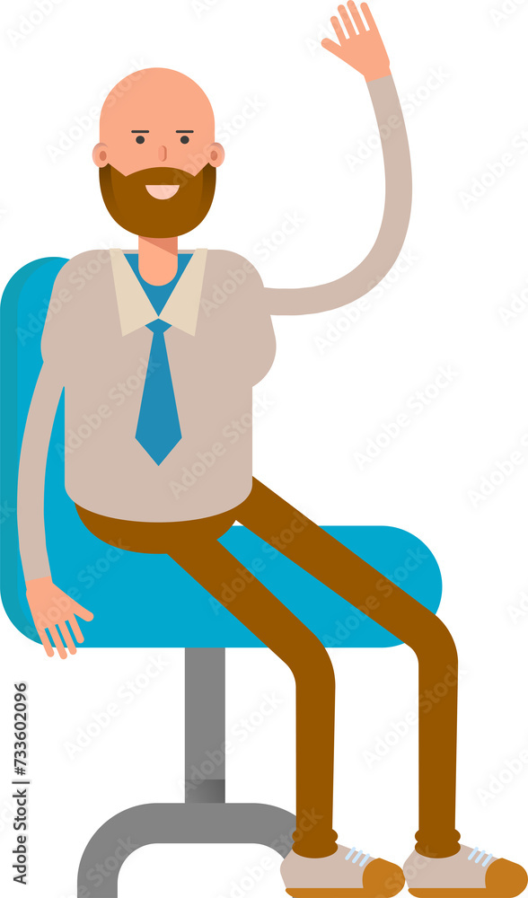 Bald Businessman Character Sitting on Chair
Bald Businessman Character Sitting on Chair