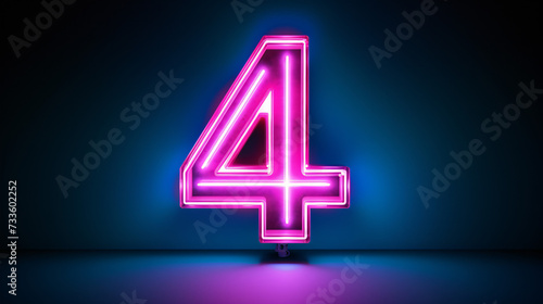 3d neon light number 