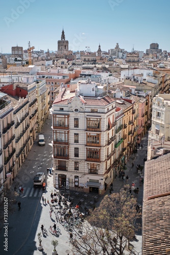 Vista elevada del casco antiguo del Barrio del Carmen en Valencia photo