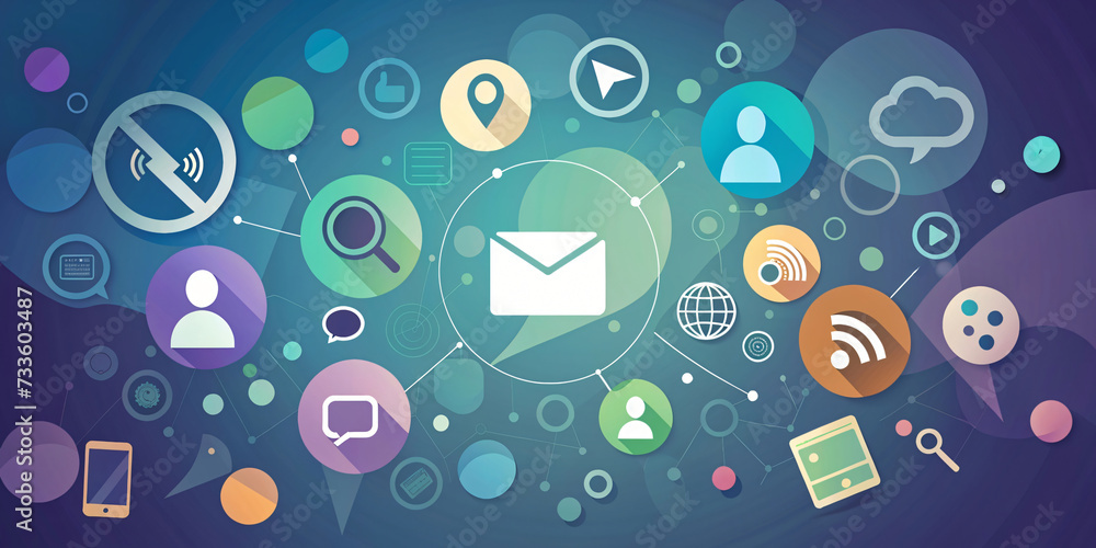 Background with Social Network and Technology Icon Concept Background with Social Network and Technology Icon Concept