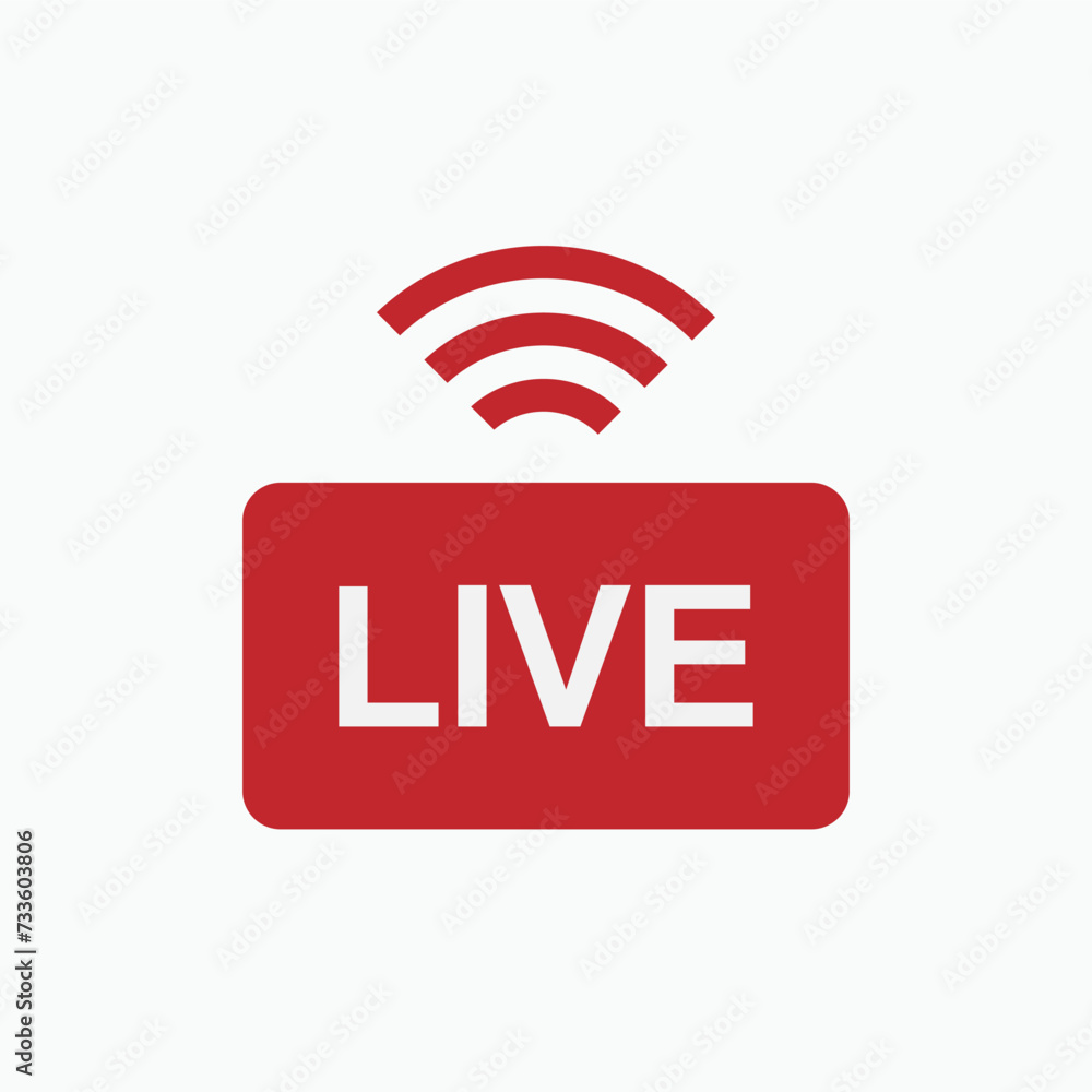 Live Icon. Streaming, Broadcast Symbol - Vector. Live Icon. Streaming, Broadcast Symbol - Vector.