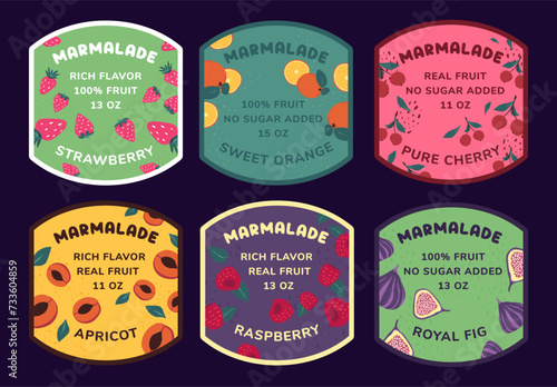Colorful sticker set for marmalade package design