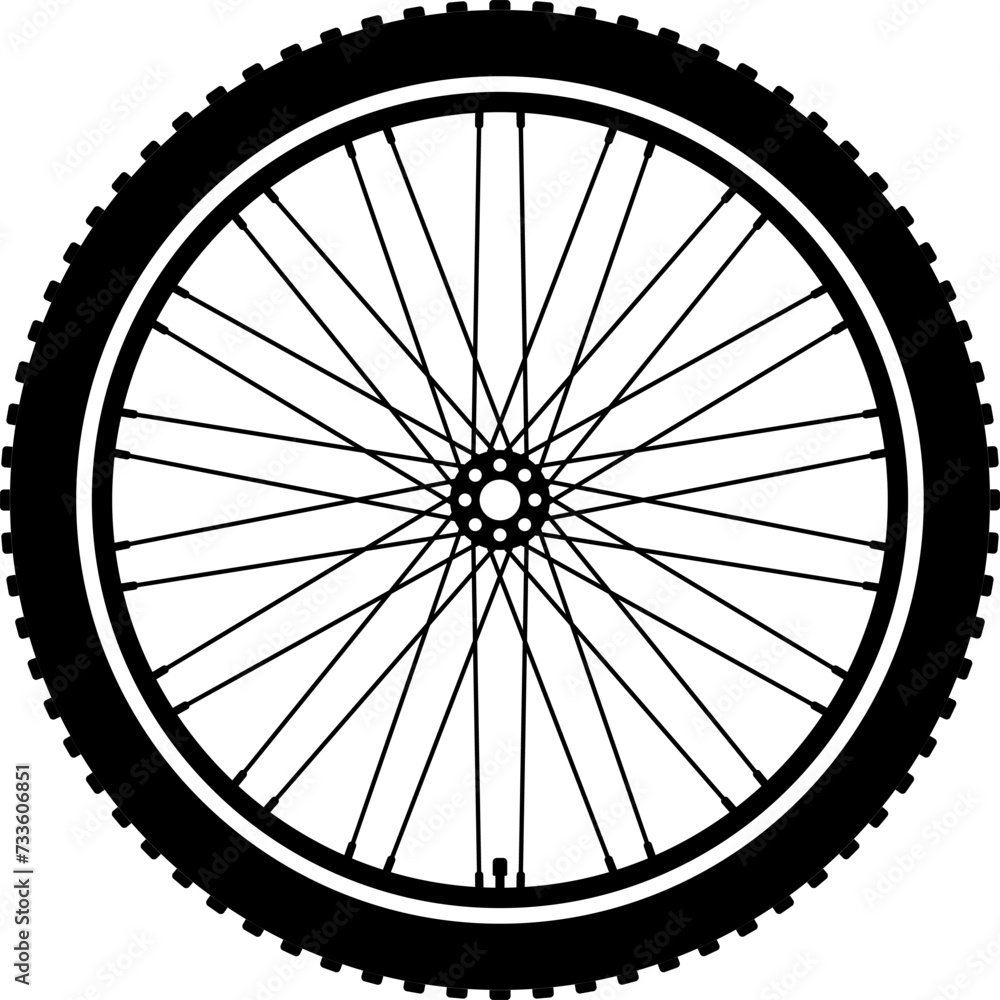 Bike Bicycle wheel vector icon. Bicycle Wheel Logo Template Design. Bicycle wheel symbol. Bike rubber. Mountain tyre. Valve. Fitness cycle. Motor Bike. Vector.