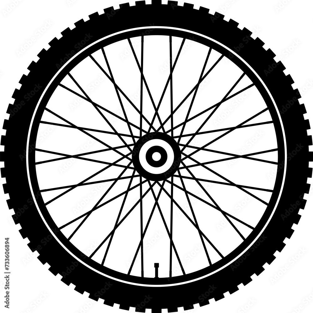 Bike Bicycle wheel vector icon. Bicycle Wheel Logo Template Design. Bicycle wheel symbol. Bike rubber. Mountain tyre. Valve. Fitness cycle. Motor Bike. Vector.