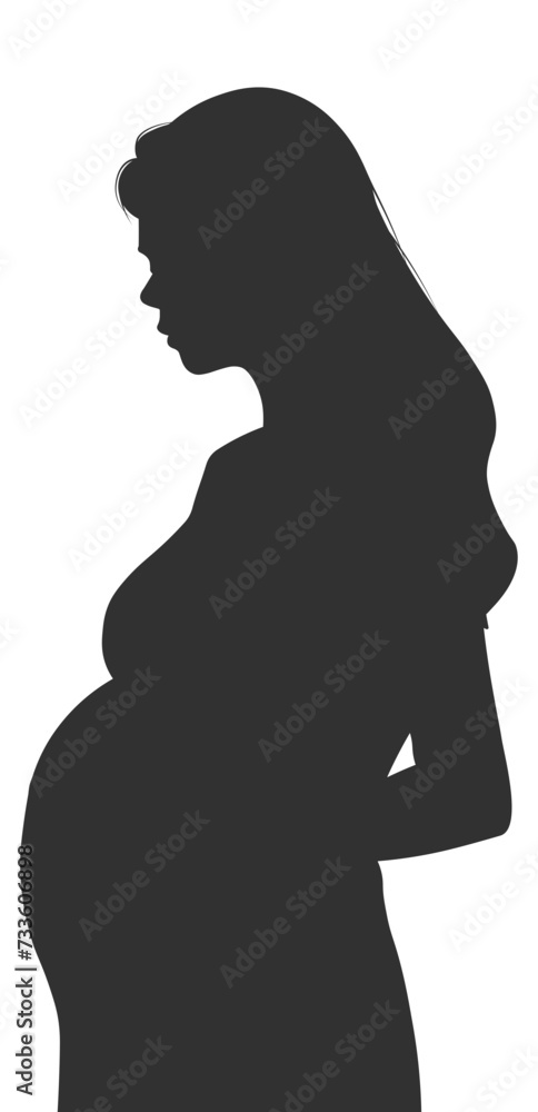 black silhouette of a pregnant woman without background