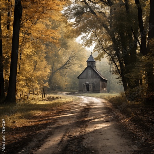 road to church in the woods