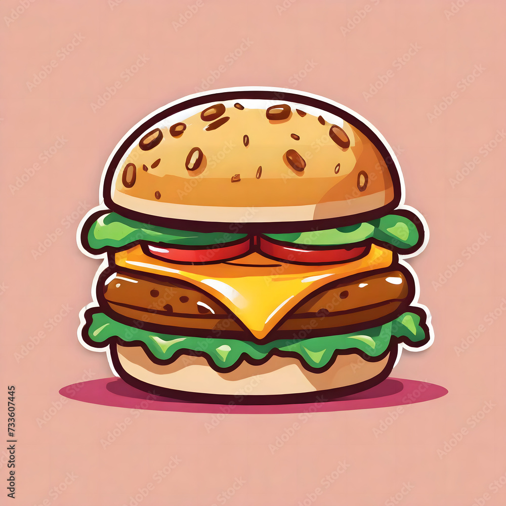 Illustration vector graphic of flat logo of burger cartoon vector icon illustration, food icon concept. cartoon style Illustration vector graphic of flat logo of burger cartoon vector icon illustration, food icon concept. cartoon style