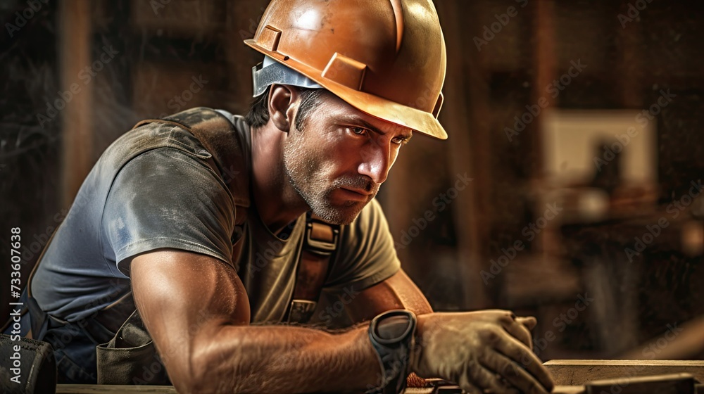 Fototapeta premium determination man building