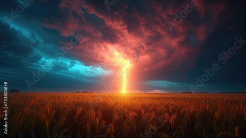 Prairie Fury: Lightning Storm Over Fields