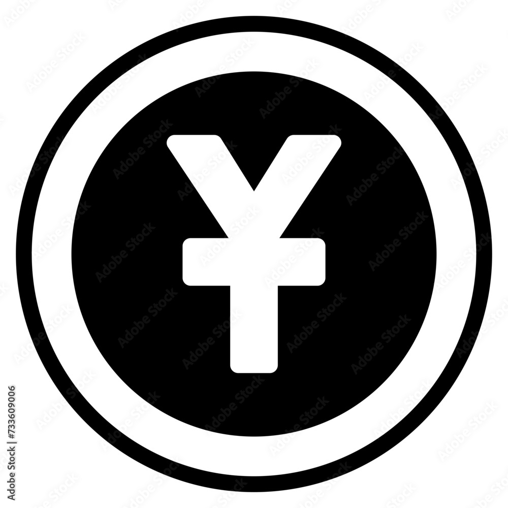 Obraz premium Yuan, Coin, Money, Solid Icon