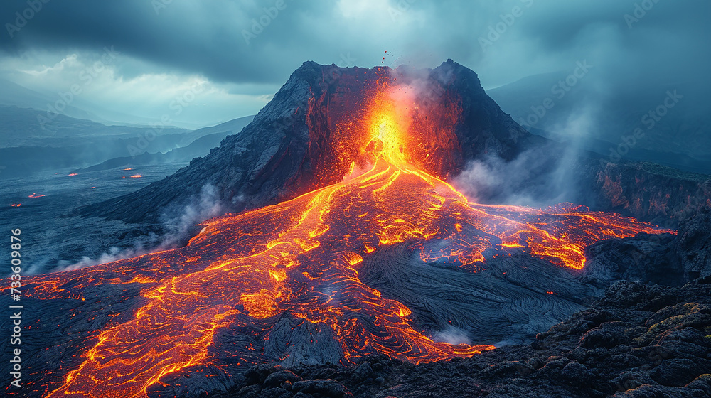 Erupting Volcano - obrazy, fototapety, plakaty 