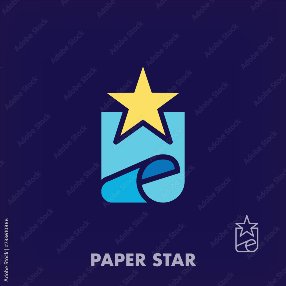 Obraz premium Creative folding paper star logo. Unique creative colors. Paper art and favorite star logo template. vector.